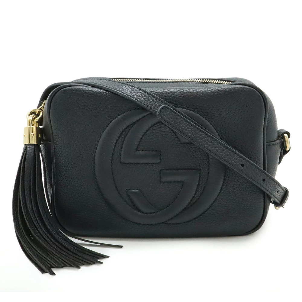 Gucci Soho Disco Tassel Fringe Crossbody Bag Leather Black